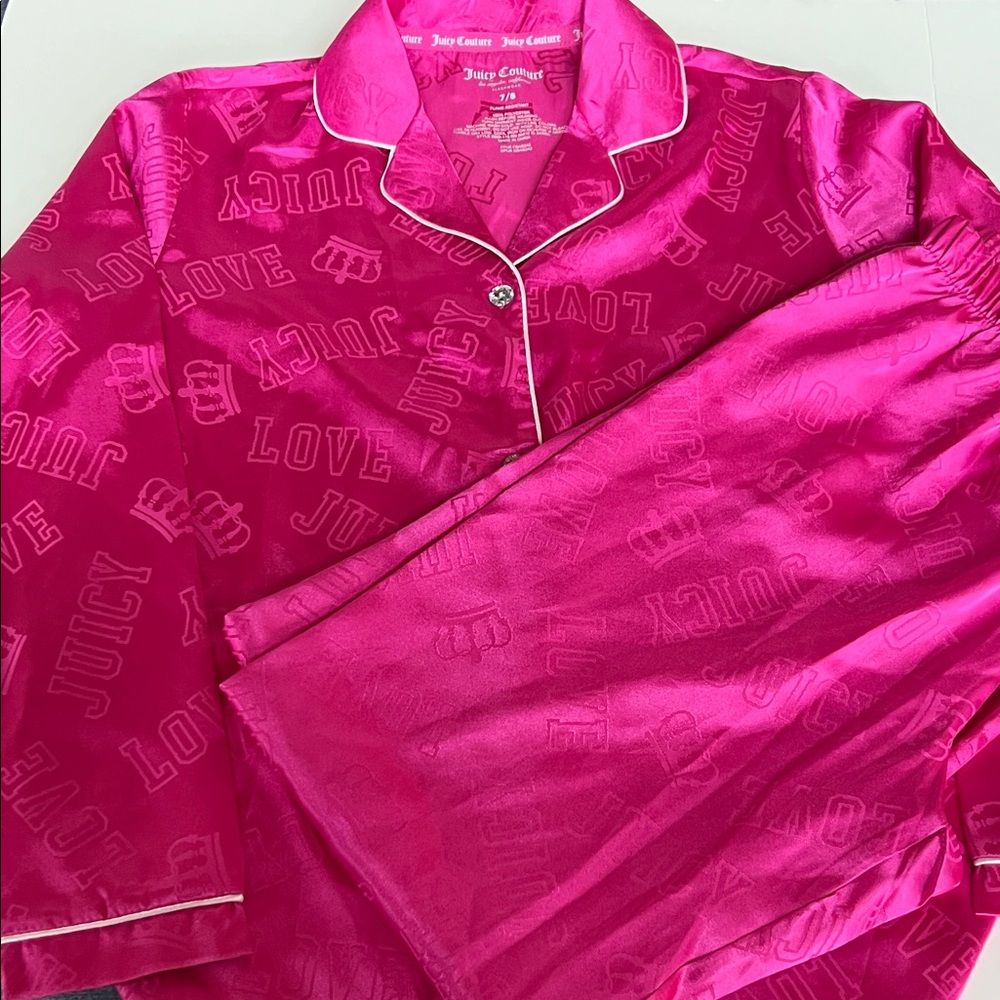Juicy Couture Fuchsia Satin Sleepwear Set 3 pieces